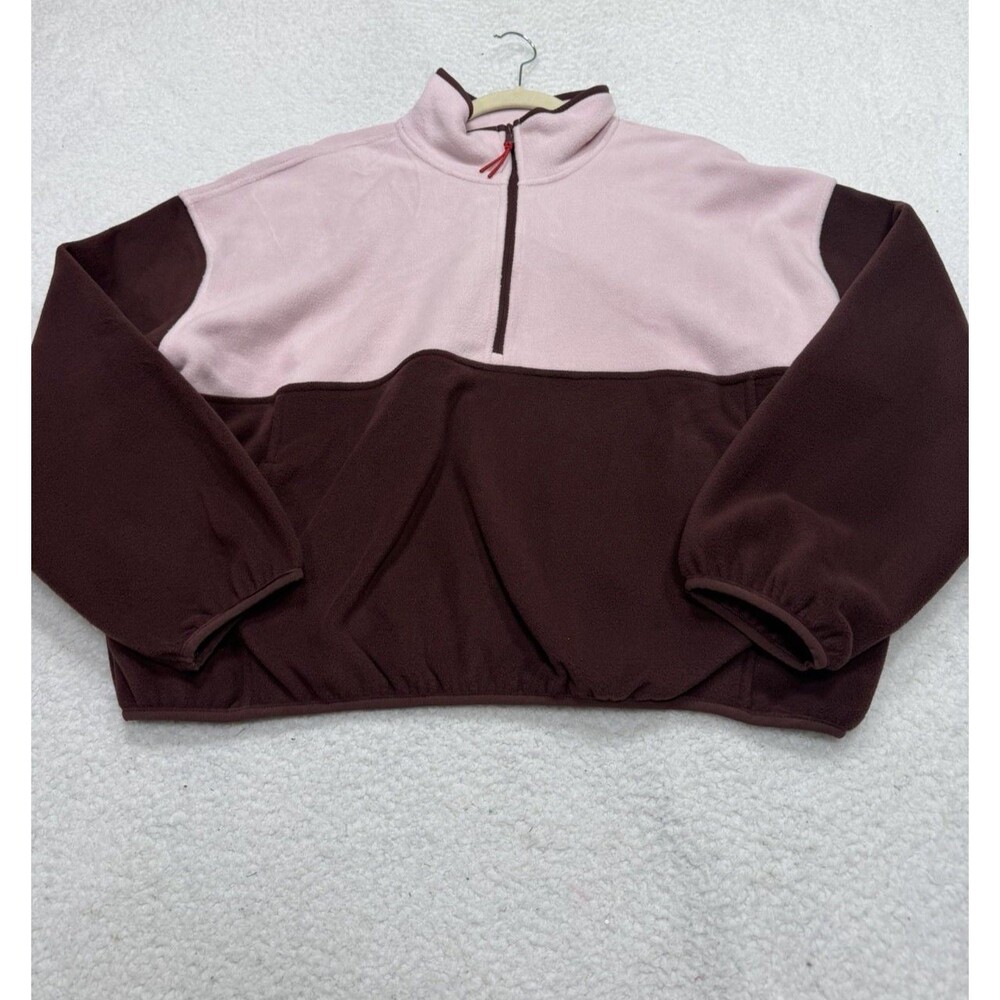 Old Navy Pullover Jacket Brown Fleece Oversized Half Zip Performance Large NWT